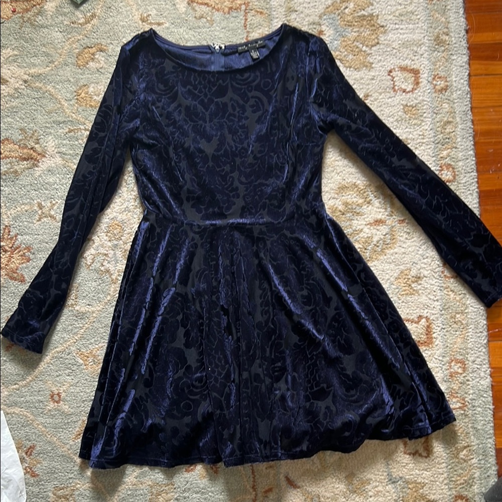 City Triangles Deep Blue Velvet Dress
